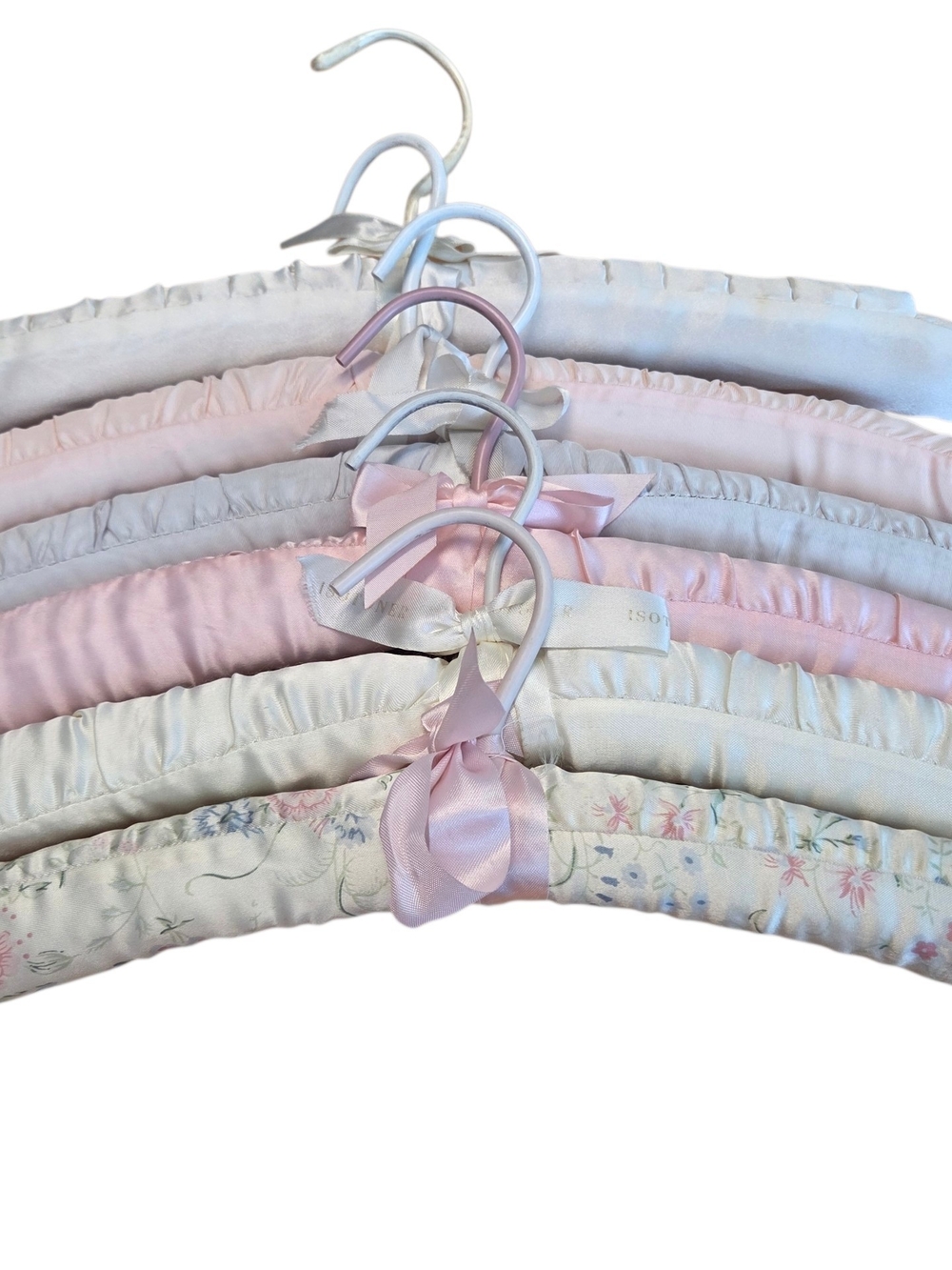 6x Satin Like Hangers Vintage Floral, Pink, White, Grey